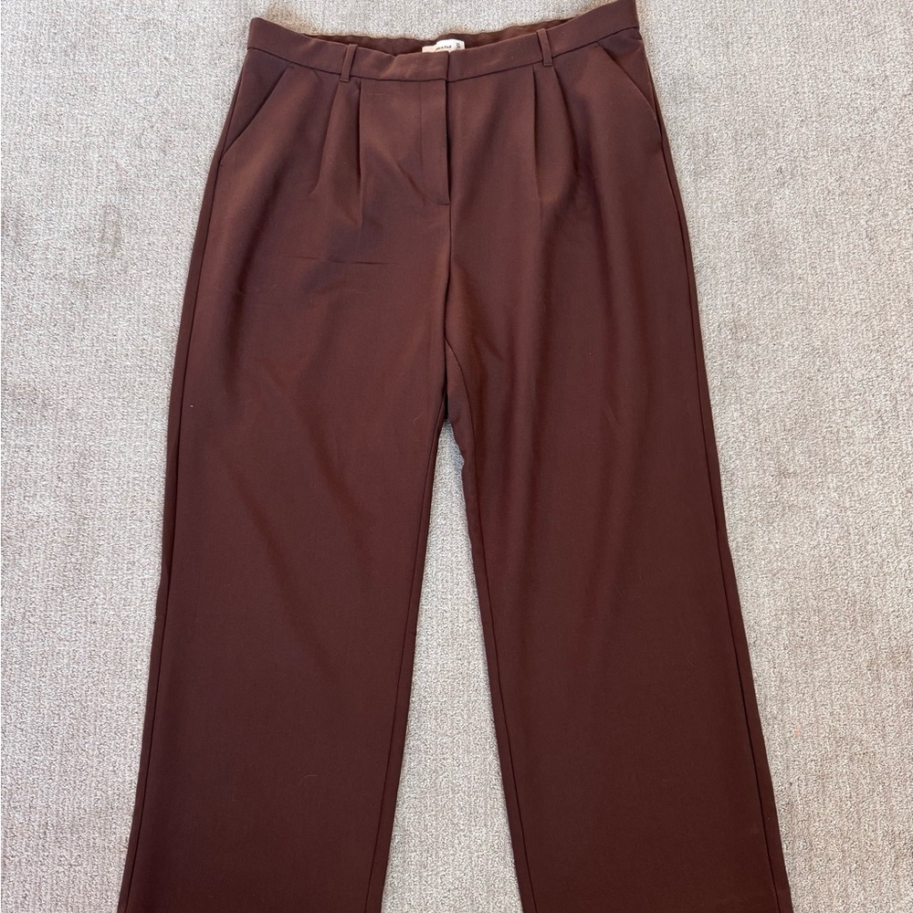 Brown High-Waisted Wide-Leg Trousers